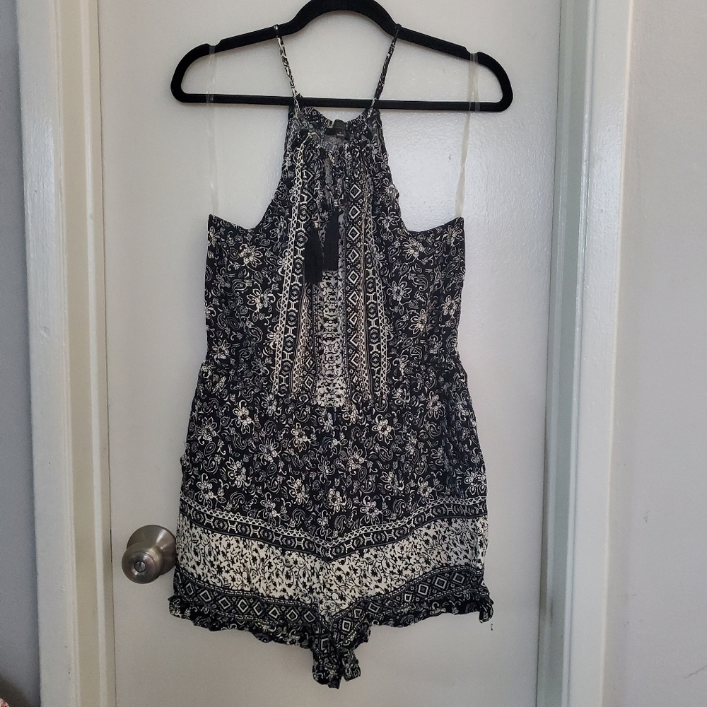 Be Cool Black and White Patterned Romper